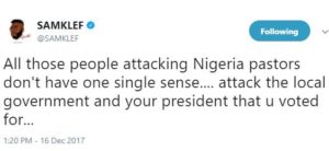 "People Attacking Nigerian Pastors Don't Have Sense" - Artiste, Samklef 2 6420094 f jpegc3ec80e26d4338f9d81fc822f43d1c98