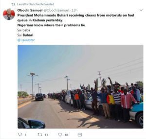6512326 screenshot201815presidentmohammadubuharireceivingcheersfrommotoristsonfuelqueueinkadunayesterdaynigerians jpegf4908e7fbcccb01d5b3a5a6557720593